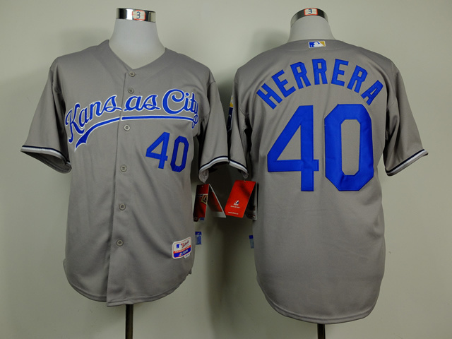 Men Kansas City Royals 40 Herrera Grey MLB Jerseys